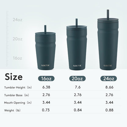 COKTIK 24oz Insulated Tumbler with Lid and Straw Iced Coffee Cup Reusable Stainless Steel Travel Mug Water Bottle Cupholder Friendly for Women Men Her Him (Blush)