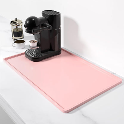 Rnivvi Silicone Coffee Mat, 16" x 24" Waterproof Raised Edge Coffee Bar Mats for Espresso Machine Station Accessories, Heat Resistant Detachable Dish Drying Pad for Kitchen Counter, Dish Rack, Green