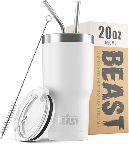 Beast 10 oz Tumbler Stainless Steel Vacuum Insulated Coffee Ice Cup Double Wall Travel Flask (Arctic White)