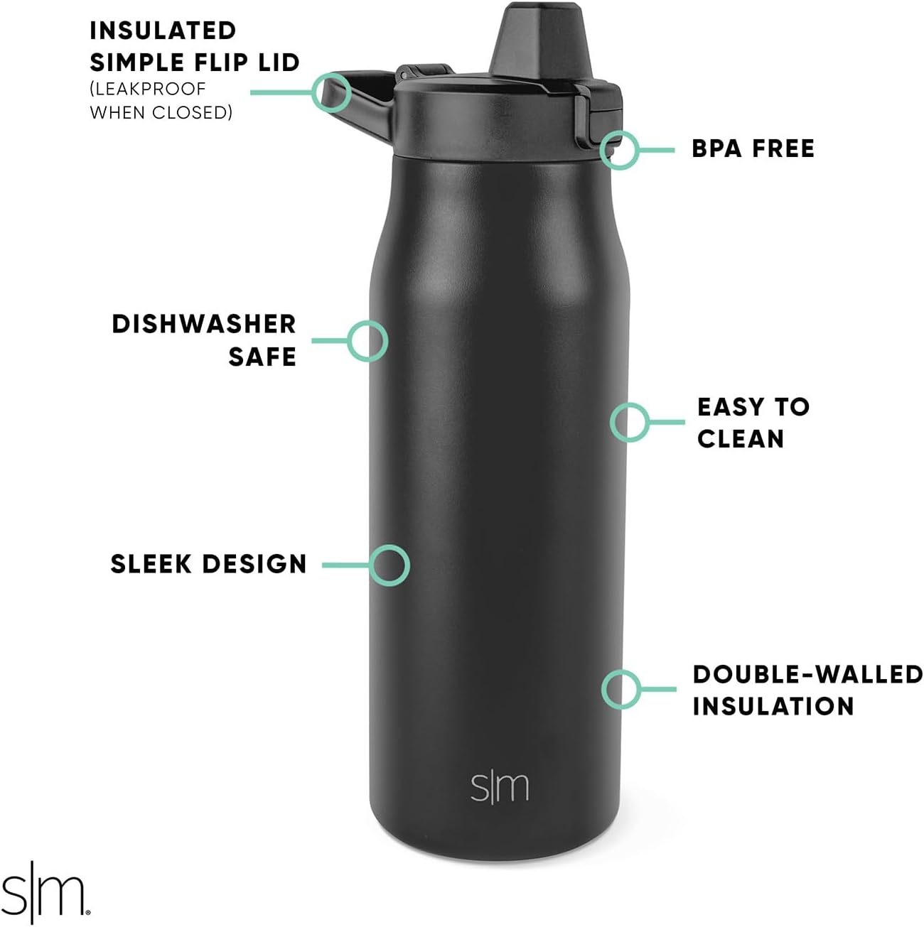 Simple Modern Filtered Water Bottle | Insulated Stainless-Steel Carbon Filter Travel Water Bottles | Reusable for Clean Drinking Water On The Go | 34oz, Sea Glass Sage