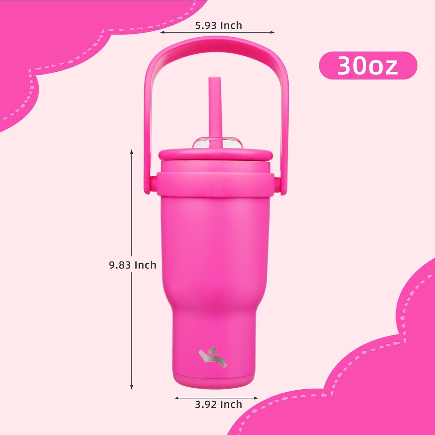 Konokyo 30 oz Tumbler with Side Handle, Insulated Water Bottle with Straw and 2 in 1 Lid, Stainless Steel Cup Travel Coffee Mug for Sports Office Gym,Purple