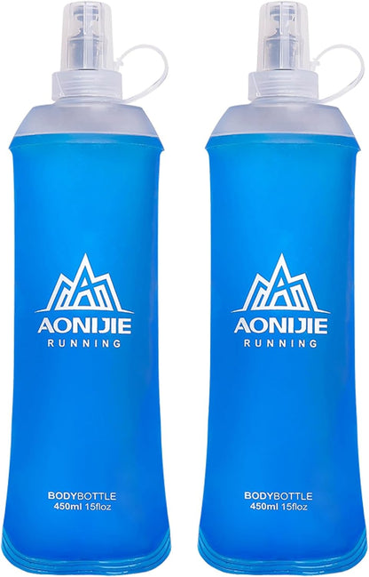 TRIWONDER Handheld Water Bottle for Running, Quick Grip Chill 17 oz Handheld Soft Water Bottle with Hand Strap Hydration Pack, BPA Sport Soft Flask (Blue)