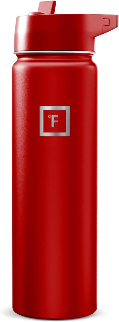 IRON °FLASK Camping & Hiking Hydration Flask with Straw, Wide Mouth Insulated Stainless Steel Sports Water Bottle - 22 oz Aurora