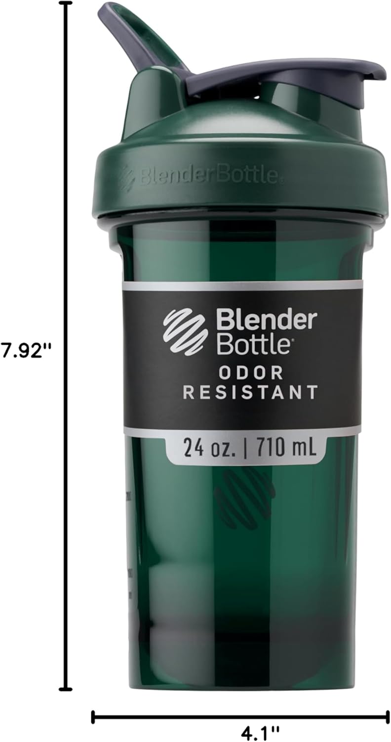 BlenderBottle Shaker Bottle Pro Series Perfect for Protein Shakes and Pre Workout, 24-Ounce, Black