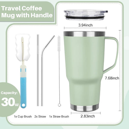 40 oz Tumbler with Handle, Insulated Tumbler with Lid and Straw, Reusable Stainless Steel Vacuum Insulated Cup, 100% Leak Proof Thermal Travel Coffee Mug Cup for Cold and Hot (Light Purple)