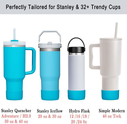 KTKUDY 2-Pack Silicone Boot for Stanley Tumbler 40 30 20 oz & Intended for Hydro Flask 12-24 oz - Cup Boot fit Select Yeti, Simple Modern, Owala Water Bottle - Bottom Cover Accessories Fit Stanley Cup