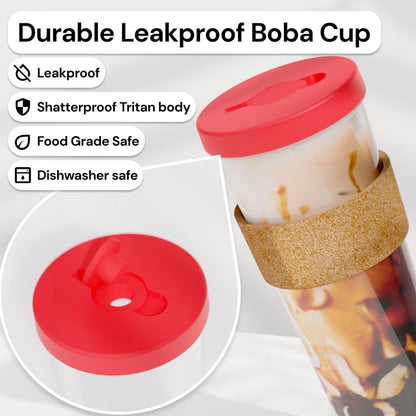Dodoko Sage Green 24 oz Reusable Boba Cup and Straw Bubble Tea Cup with Wide Lid and Straw