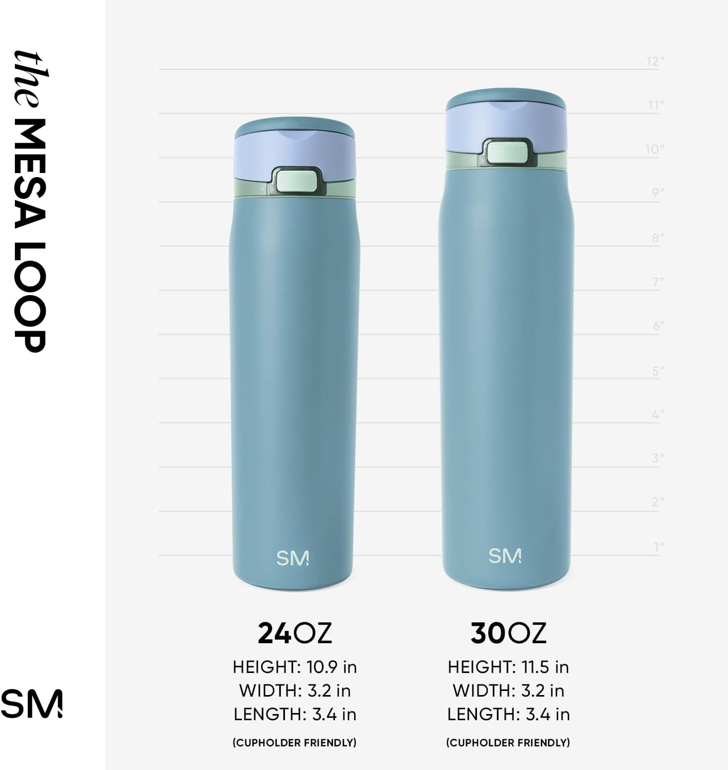Simple Modern Mesa Loop Water Bottle with Covered Straw and Handle | 24oz Cup Holder Friendly Insulated Stainless Steel Bottles for Travel, Sports and School | Iris Sage - Colors A