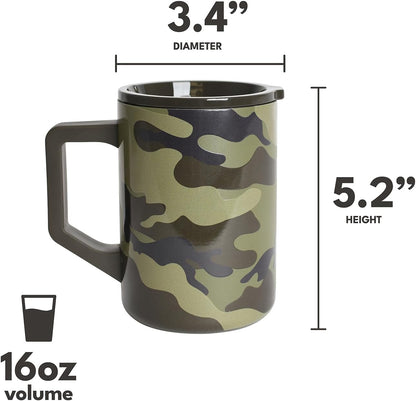 Elemental Insulated Coffee Mug - Triple-Wall Stainless Steel Summit Travel Cup for Hot and Cold Drinks - Thermal Coffee Mug with Lid and Handle for Camping, Office & Travel 16oz - Rainbow Speckle