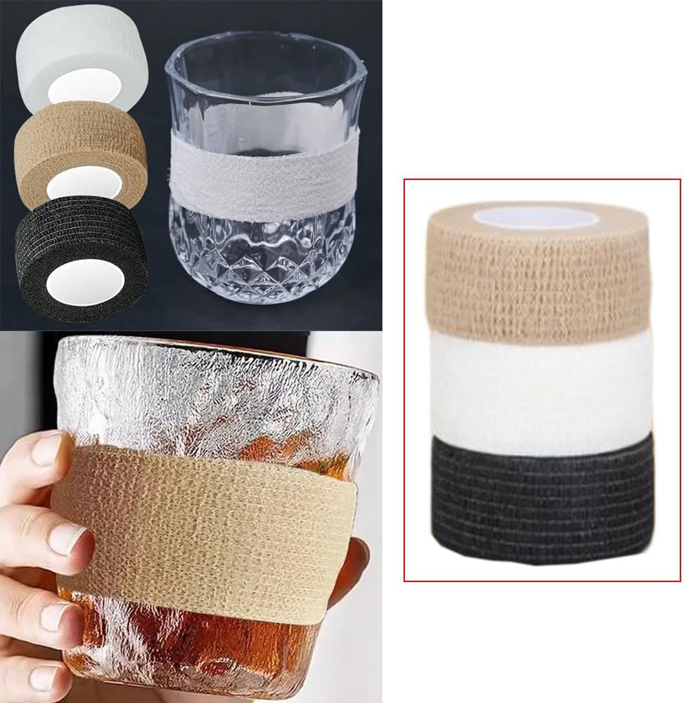 6 Pack Coffee Mug Handles Cover Handleless Cups Non Slip Grip Hot Water Drinking Glasses Insulated Wrap Anti Scald Tape Protective Covers for Glass Tumbler with Straw and Lid Travel Cups