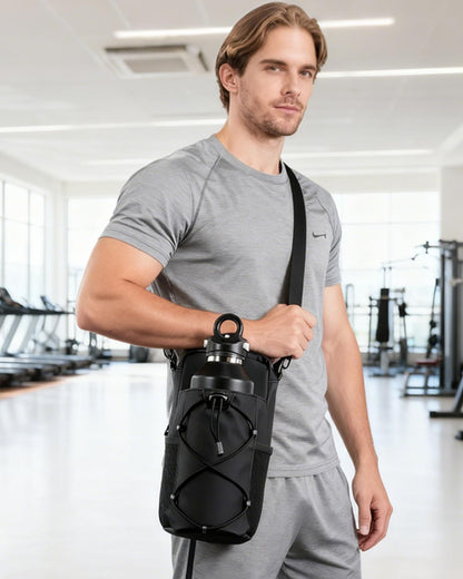 Magnetic Gym Bag for Men - Water Bottle Carrier Holder Bag with Shoulder Strap, 4 Built-in Magnets Gym Gifts for Men