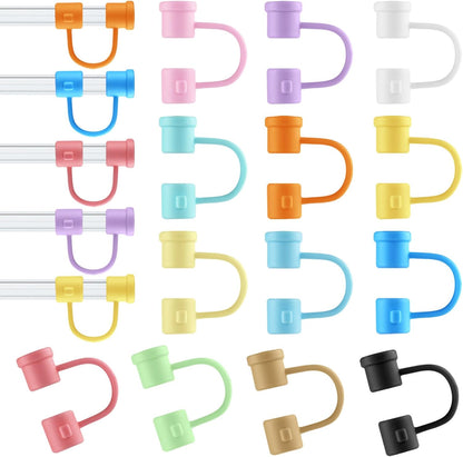 Straw Toppers Straw Covers Cap for Cup, PLULON 16Pcs Silicone Straw Cover Caps 8mm Reusable Straw Tips Dust-Proof Straw Toppers Black Straw Covers Plugs Straw Protector Accessories