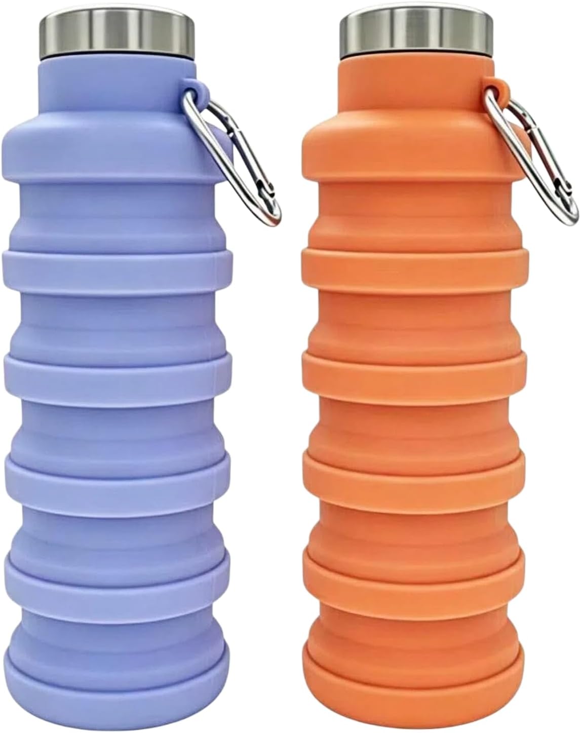 YCT Collapsible Water Bottle 17oz（500ml），Travel Portable Sport Water Bottle，Reusable Silicone Foldable Water Bottles for Gym Camping Hiking (Purple+Black)