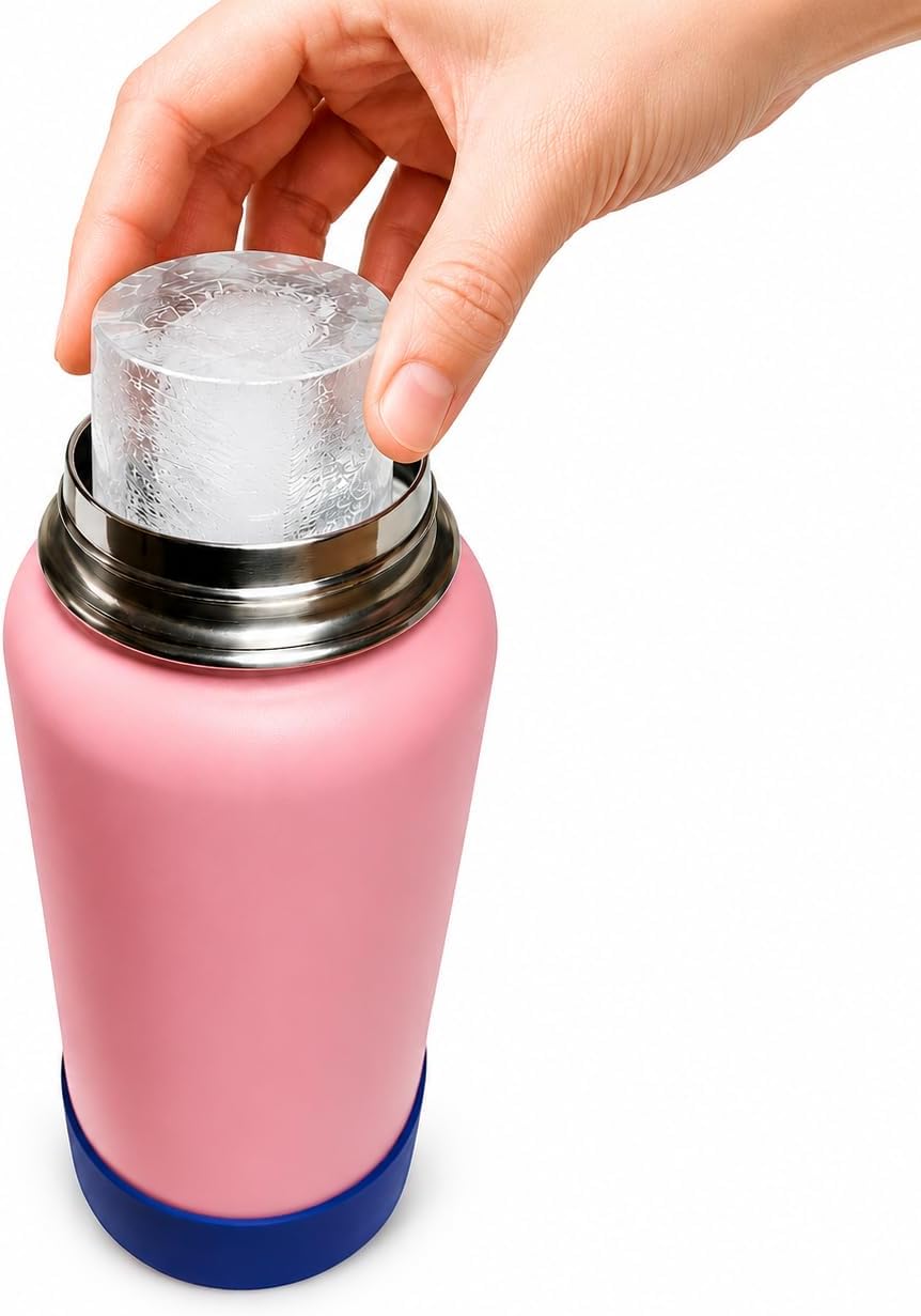 Large 2+ inch cylinder Ice Cubes for Tumblers, Stanley cup accessories, Silicone ice cube tray, makes solid slow melt cubes for cocktails, travel and sport water bottles, Whiskey, popsicles molds