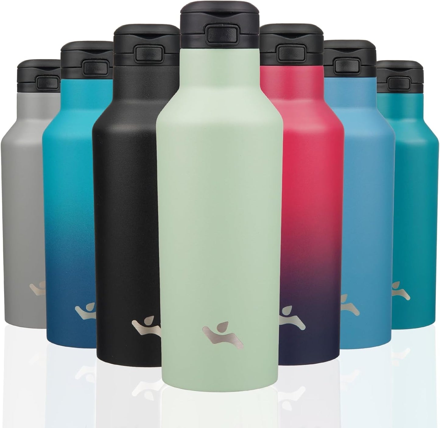 Konokyo Insulated Water Bottle with Straw,25 OZ Double Wall Vacuum Stainless Steel Water Flask with 2 Lids,Black