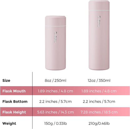 【Upgraded】Exllena Small Insulated Water Bottle 12 oz/350ml– Mini Insulated Water Bottle for Hot & Cold Drinks, Perfect Small Water Bottle for Travel, Purse...(Greyish Blue)