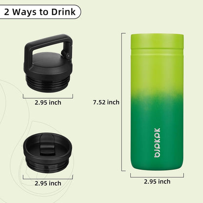 BJPKPK Insulated Water Bottle with 2 Lids,20 oz Double Wall Stainless Steel Vacuum Tumbler Travel Coffee Mug,Wide Mouth Thermal Cup,Haze Blue