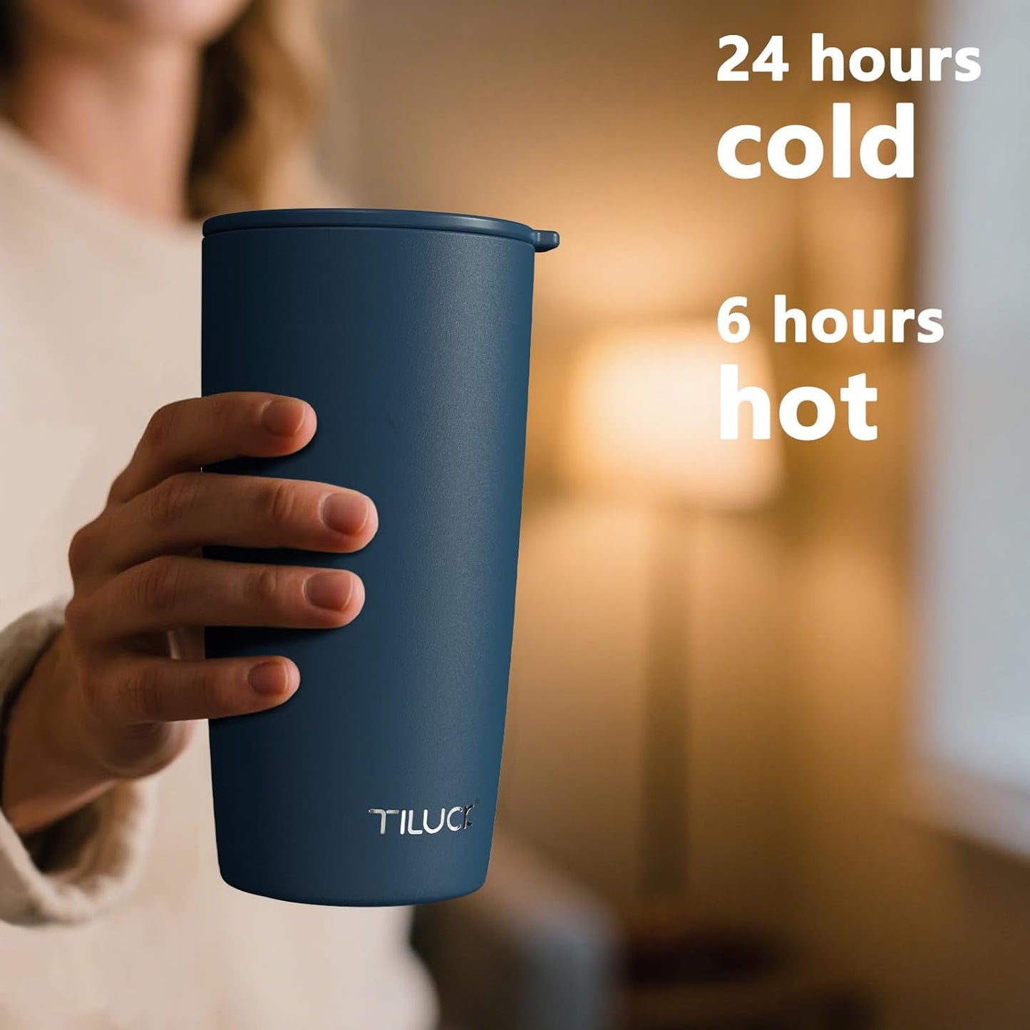 TILUCK 20 oz Insulated Tumbler with BPA-Free Lid, Stainless Steel Vacuum Travel Coffee Mug, Double Wall Coffee Tumbler（20oz，Matte DarkBlue）