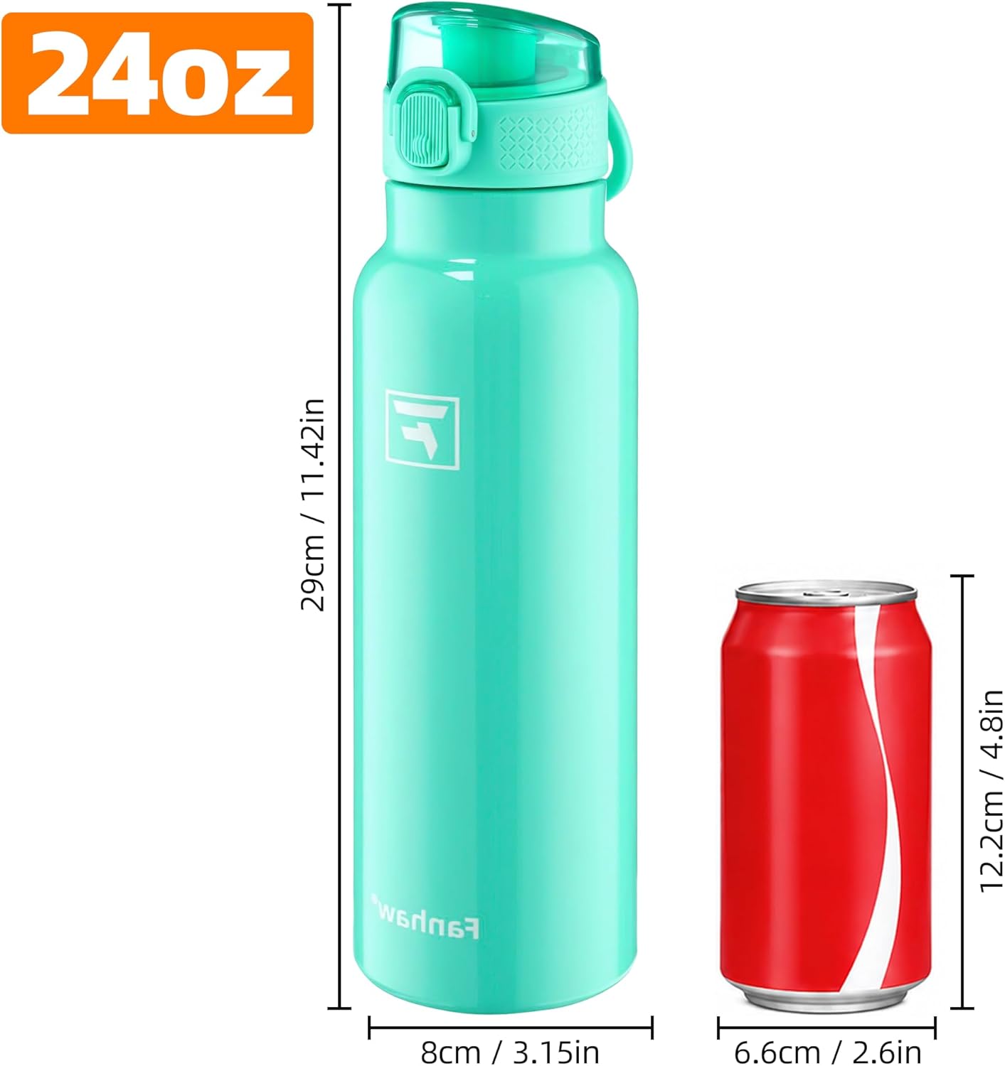 Fanhaw 24 oz Insulated Water Bottle with Soft Silicone Spout Lid, Leakproof Stainless Steel Vacuum Bottle for School, Sports& Daily Use, Kids, Teens& Adults, Back to School Essentials (Pink)