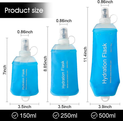 WILDREEDS 500ml Soft Flask, TPU Collapsible Soft Water Bottle for Hydration Pack, Running Vest, Folding Water Bottle for Hiking Cycling Climbing-1Pcs, White