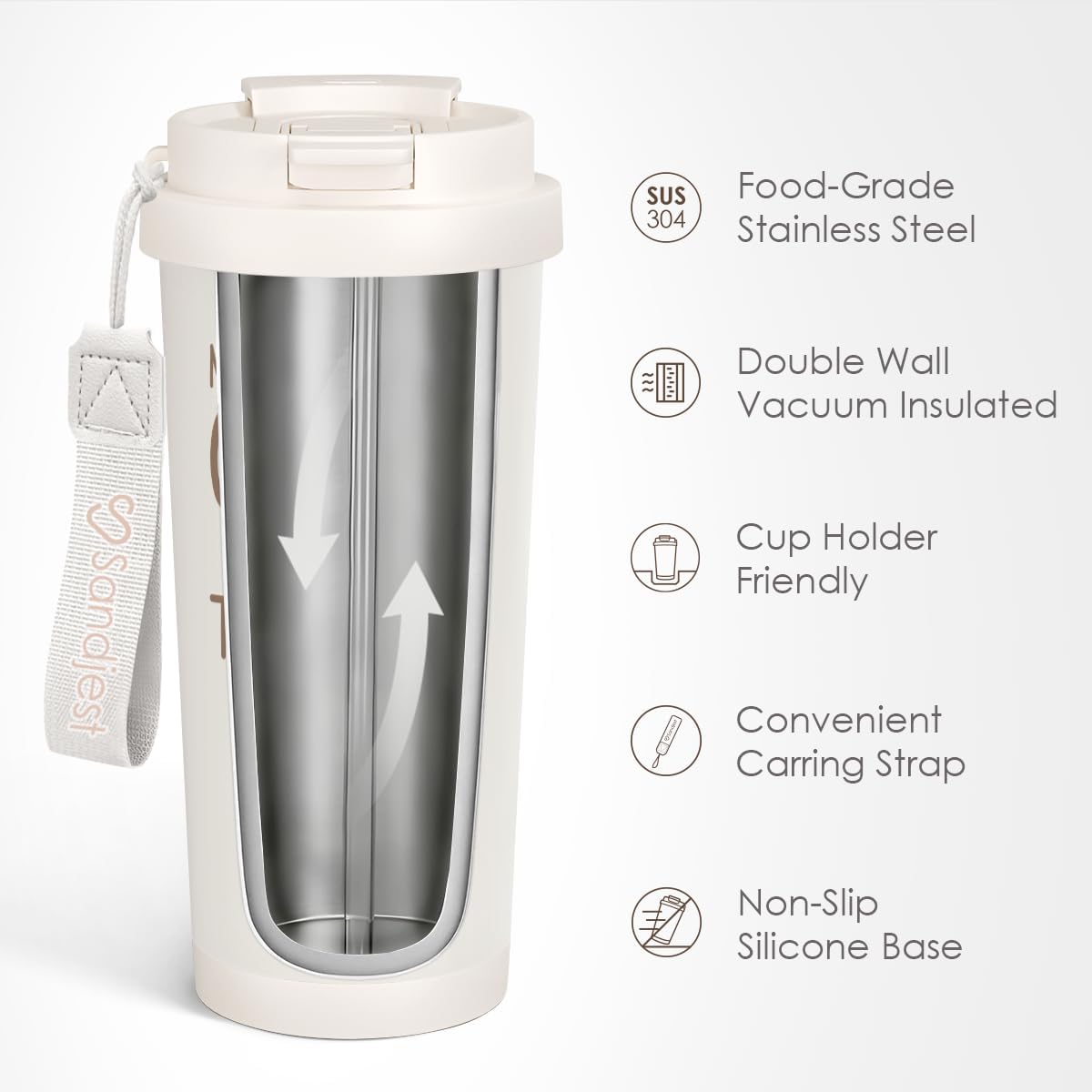 SANDJEST American Flag Tumbler - Stainless Steel 2-in-1 Lid Coffee Tumbler 18 oz, Patriotic Insulated Travel Mug Gift for Men Husband Dad, Birthday Christmas