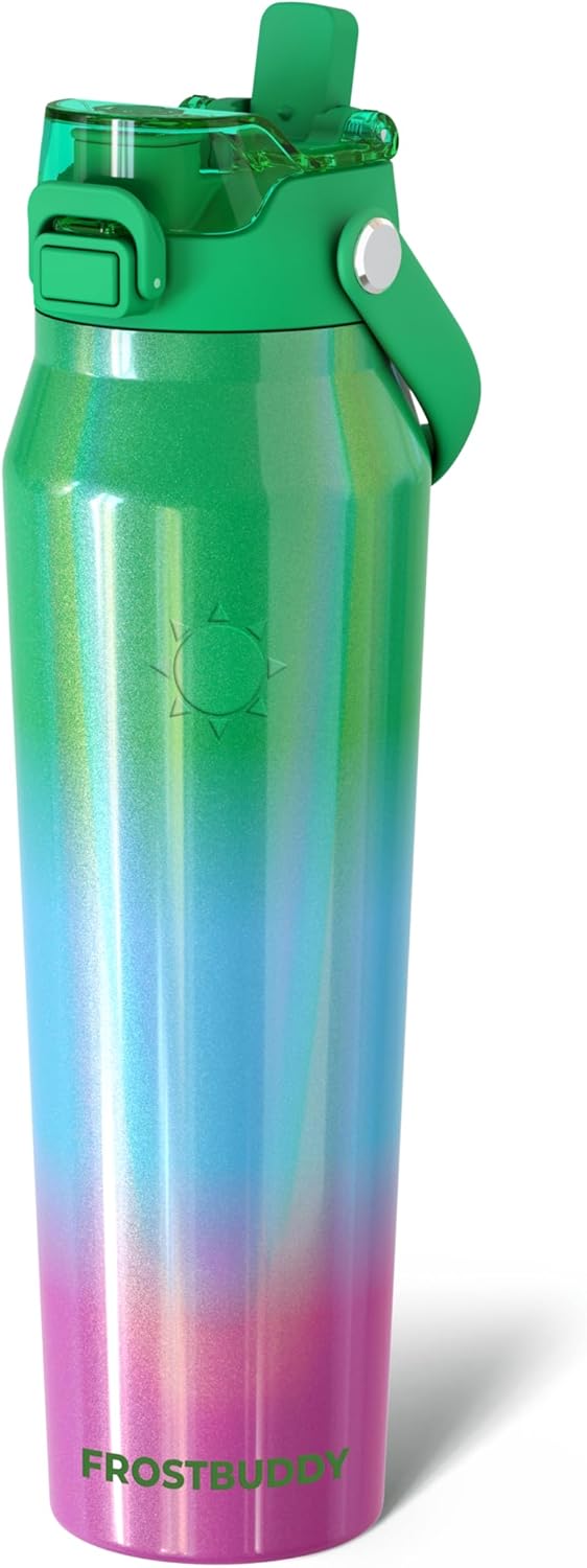 Frost Buddy 24oz Insulated Water Bottle with Straw & Chug Lid | Leak-Proof Stainless Steel | 24-Hours Cold | Sweat-Proof, Cup Holder Friendly | Ideal for Gym, Travel, Sports & Everyday Hydration - Colors A