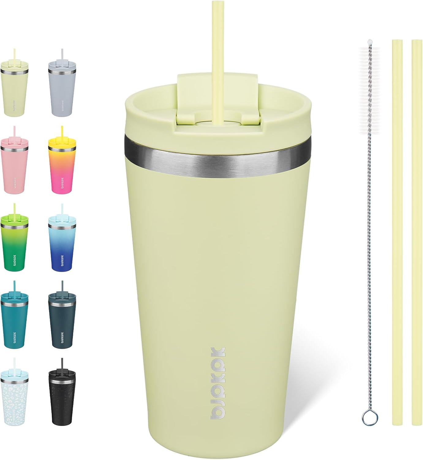 BJPKPK 22oz Insulated Tumbler With lid And Straw Stainless Steel Tumblers Travel Coffee Mug Reusable Thermal Cup,Sky