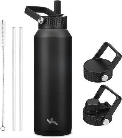Konokyo 22oz Stainless Steel Bottles with 3 Lids Sport Insulated Water Bottle,Mint