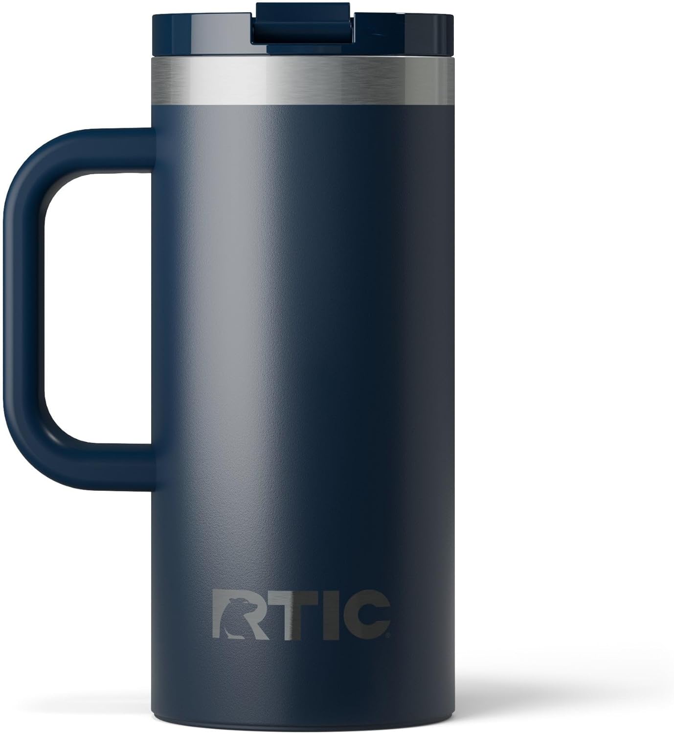 RTIC 20oz Road Trip Travel Mug with Lid and Handle, Ceramic Lined, Insulated, Stainless Steel, Metal, Double Wall Vacuum-Insulation, Portable Coffee, Tea Cup for Hot and Cold Drink, Black