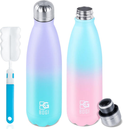 BOGI 17oz Insulated Water Bottle Double Wall Vacuum Stainless Steel Water Bottles, Leak Proof Metal Sports Water Bottle Keeps Drink Hot and Cold - Perfect for Outdoor Sports Camping Biking (Purple)