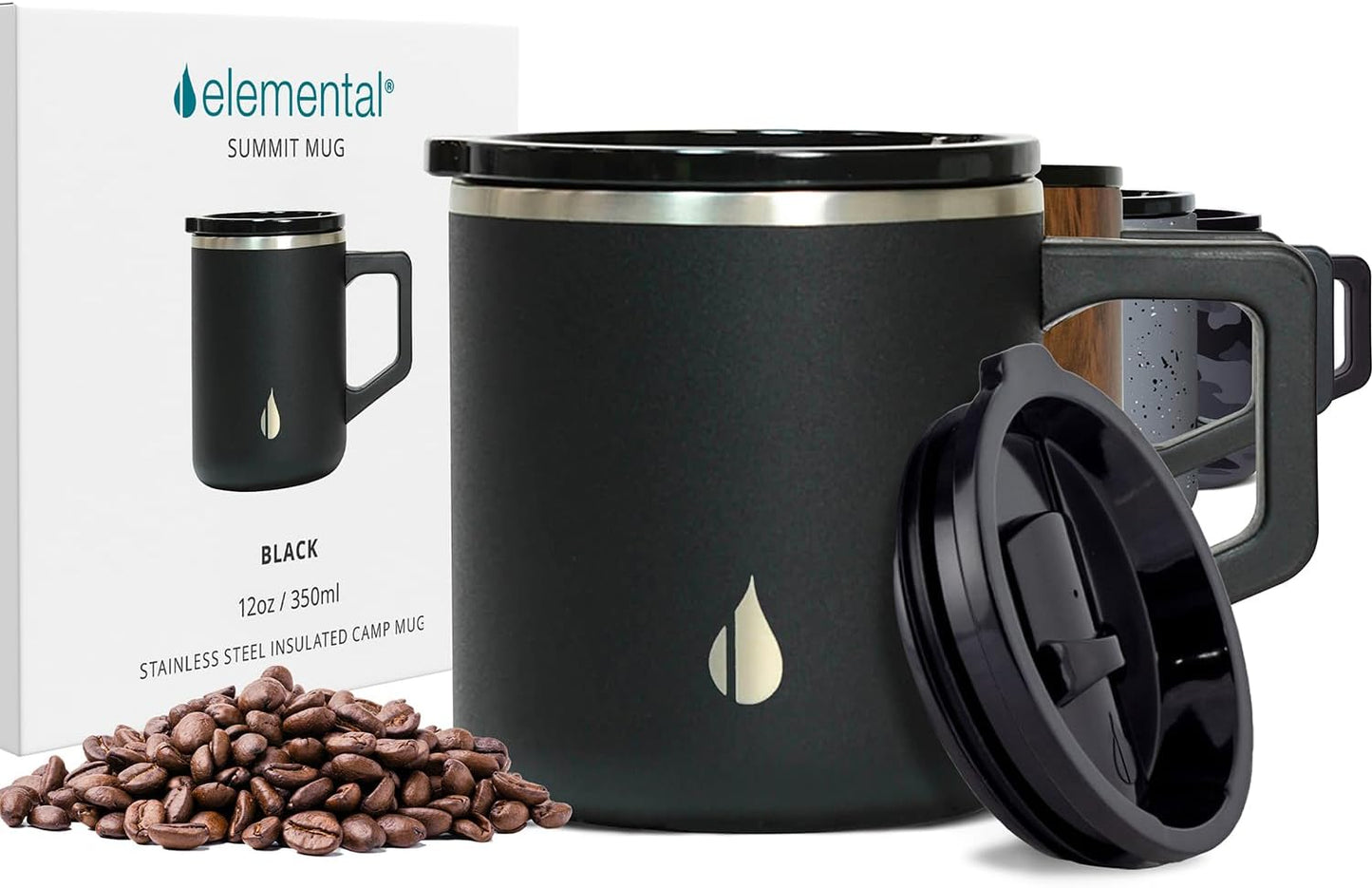 Elemental Insulated Coffee Mug - Triple-Wall Stainless Steel Summit Travel Cup for Hot and Cold Drinks - Thermal Coffee Mug with Lid and Handle for Camping, Office & Travel 16oz - Rainbow Speckle