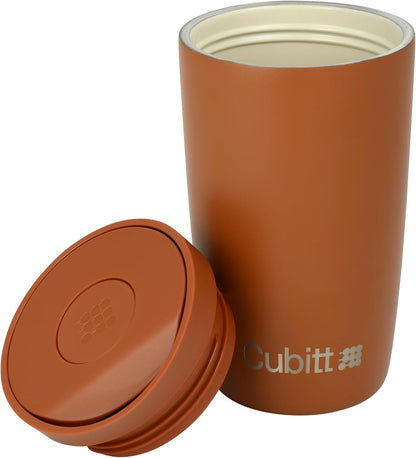 Cubitt Coffee Mug 12oz – Smart Lid, Ceramic Interior, Leak-Proof, Stainless Steel, Sand