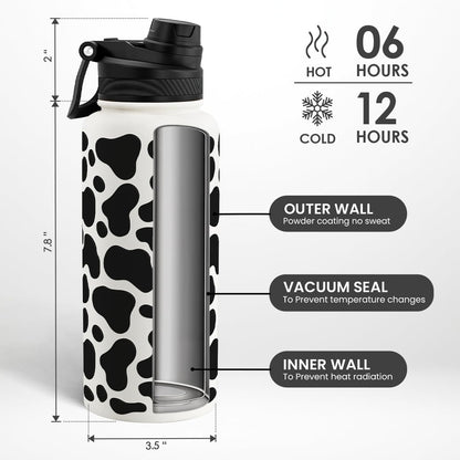 SANDJEST Pickleball Stainless Steel Water Bottle with Strap 32oz, Insulated Bottles with Straw and Spout Lid for Gym Sports Travel Outdoor, Gifts for Women Girls Birthday Christmas