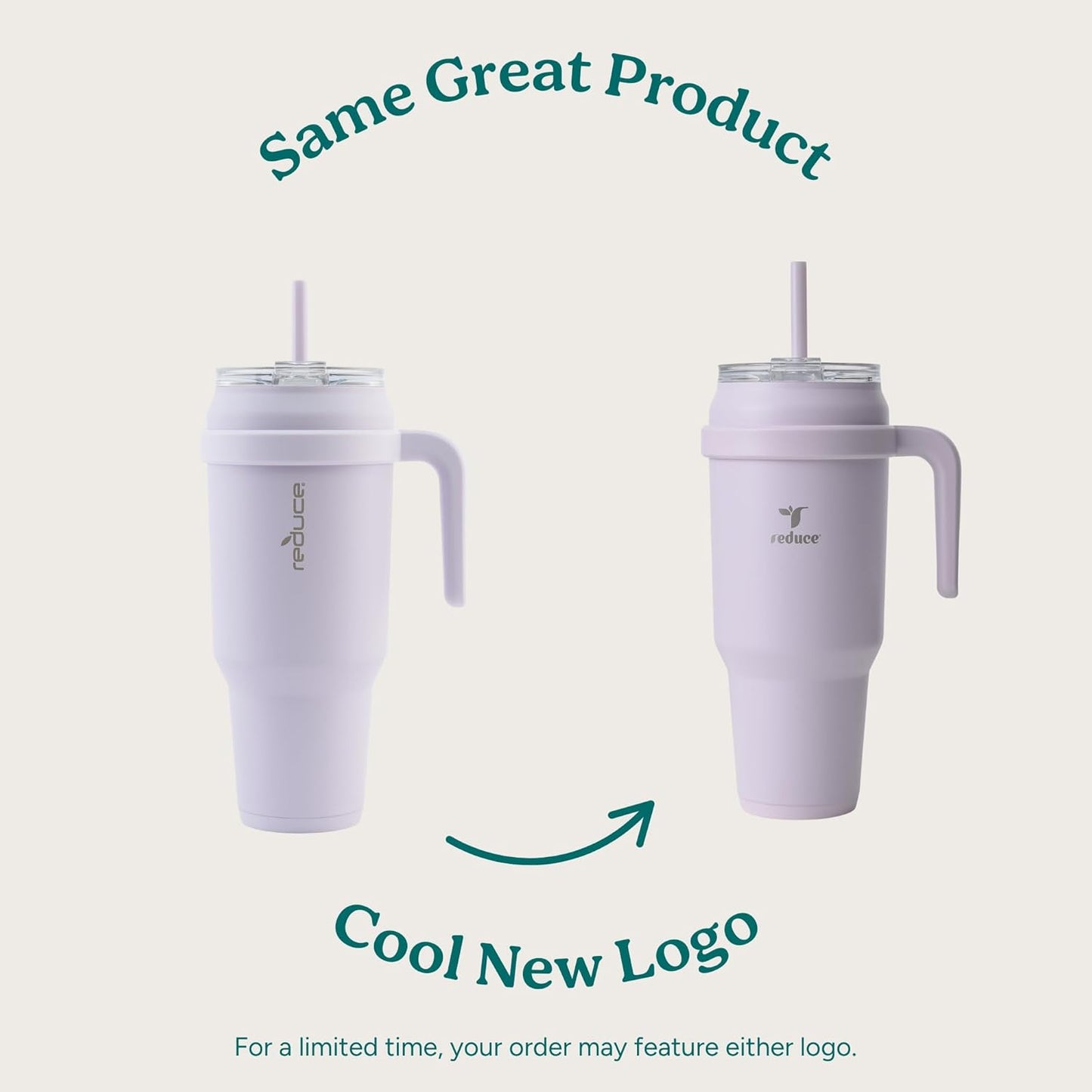 REDUCE 24 oz Stainless Steel Tumbler with Handle - Dual-Wall Vacuum Insulated Travel Mug, Sweat-Proof Lid & Reusable Straw - Keeps Drinks Cold for 24 Hrs, Fits Cupholders, Dishwasher Safe - Lilac Bud