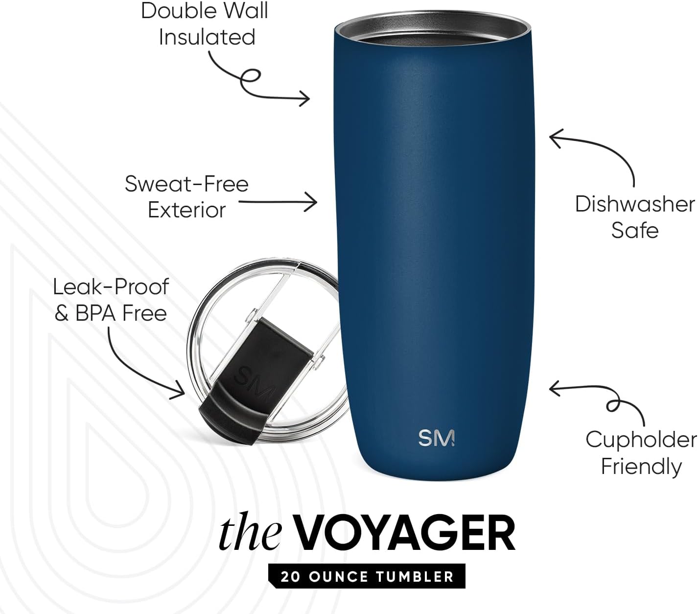 Simple Modern Voyager Tumbler with Flip Lid | Travel Coffee Mug | Insulated Stainless Steel Cold Brew Iced or Hot Coffee Cup | Gifts for Women Men Her Him | 16oz, Almond Birch