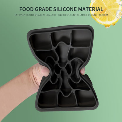 Ice Cube Trays Set of 2, Easy Release 15 Flexible Silicone Ice Cube Molds with Removable Lid Reusable Freezer Ice Trays Stackable for Whiskey, Baby Food, BPA Free (BAMBOO GREEN)