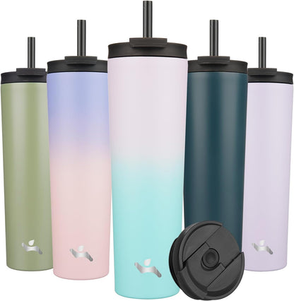 Konokyo 30 OZ Insulated Tumbler with Lid and 2 Straws Stainless Steel Water Bottle Vacuum Travel Mug Coffee Cup,Pastel Sunset