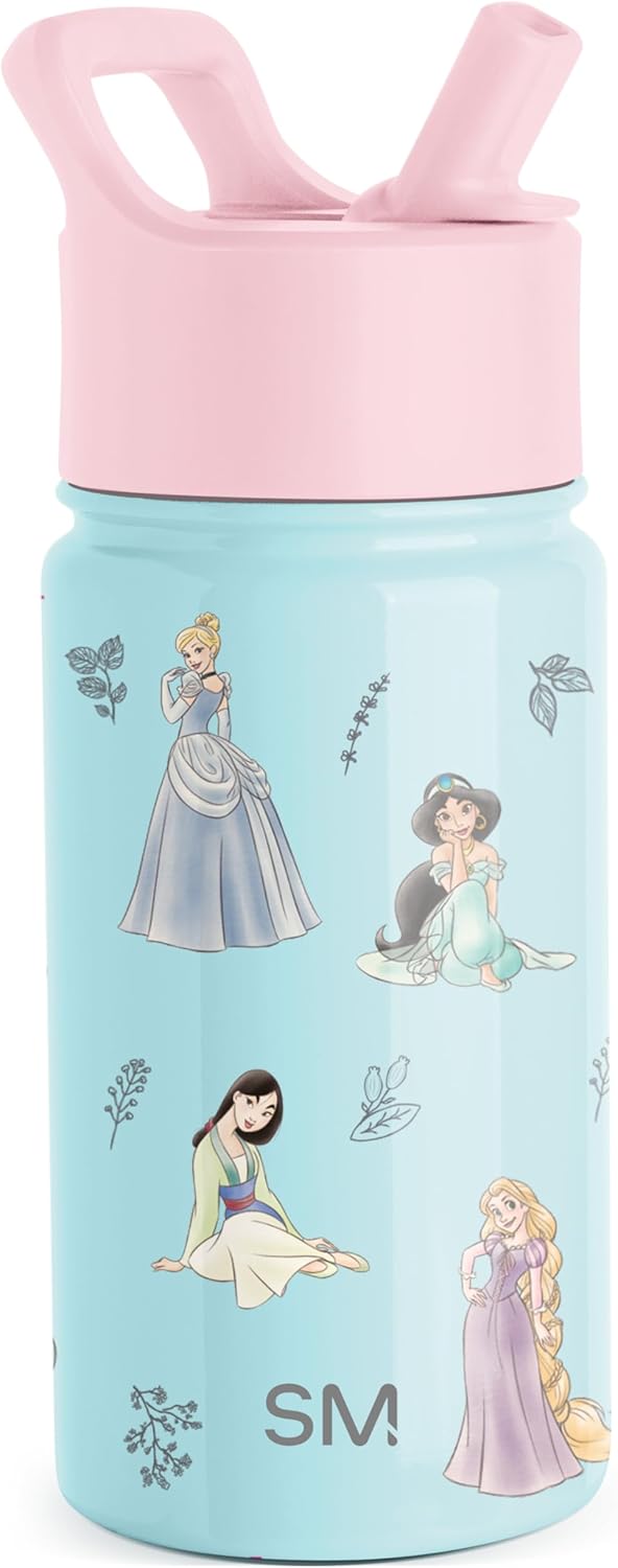 Simple Modern Disney Minnie Mouse Kids Water Bottle with Straw Lid | 14oz Insulated Stainless Steel Kids Tumbler & Spill Proof Toddler Cup for School, Girls, Boys | Summit | Minnie Mouse Fun - Colors A