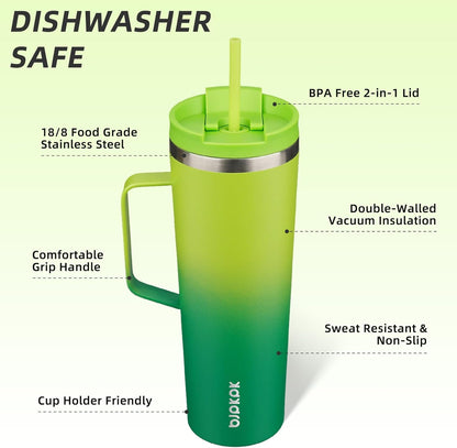 BJPKPK Insulated Tumbler with Handle, 18oz Insulated Tumblers with Lid and Straw, Stainless Steel Metal Water Bottles, Coffee Travel Mugs, Cups, Marshmallow
