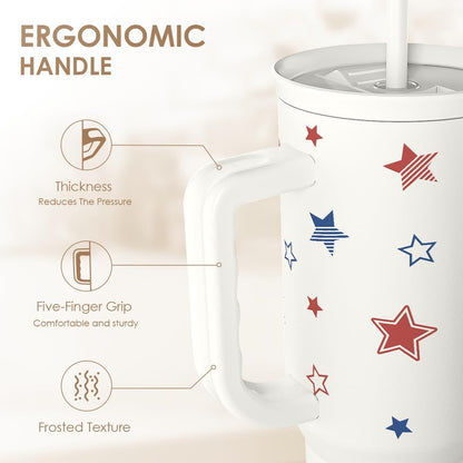 SANDJEST Pickleball 40oz Tumbler With Handle and Straw, Pickleball Queen Insulated Stainless Steel Travel Coffee Mug for Women Girls Players, Gift Idea for Birthday Christmas Mothers Day