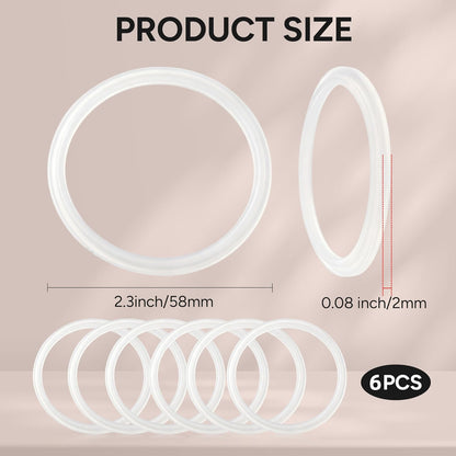 Rubber Gaskets Compatible with Hydro Flask Wide Mouth Lid Cap, Leak-Proof Silicone Seal O-Ring Parts, BPA-Free, 6 Pack