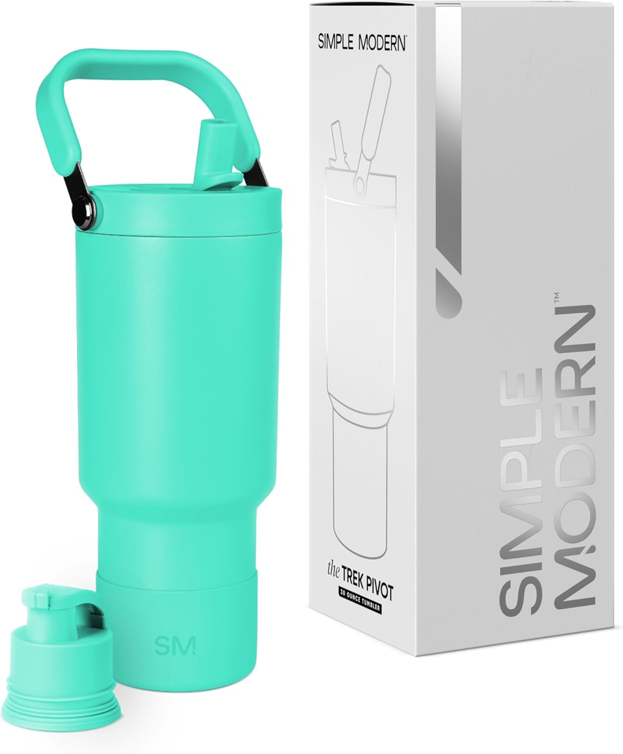 Simple Modern Trek Pivot | 40oz Flip Straw Tumbler with Handle | Water Bottle & Boot | Interchangeable Straw & Chug Lids | Insulated Stainless Steel Jug | Gym Sports Outdoors | Forest - Colors A