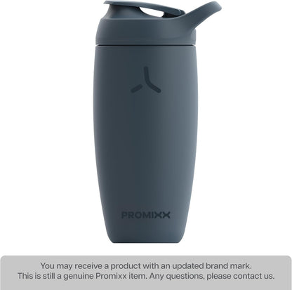 Promixx Pursuit Shaker Bottle - Insulated Stainless Steel Water Bottle and Shaker Cup - 18oz - Midnight Blue