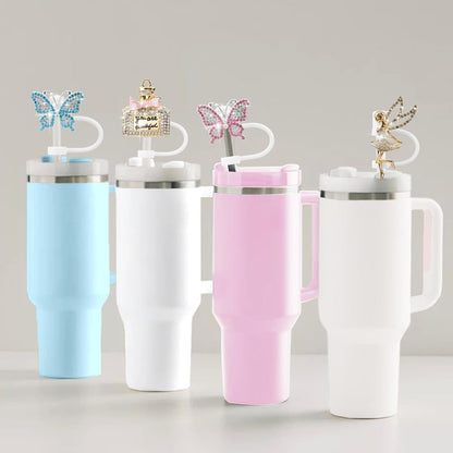 Cute Straw Cover Cap for Stanley Cup Accessories,Bling Straw Toppers for Stanley Tumbler 40&30 oz,Reusable Straws Tips Protectors Compatible with 10mm Straws