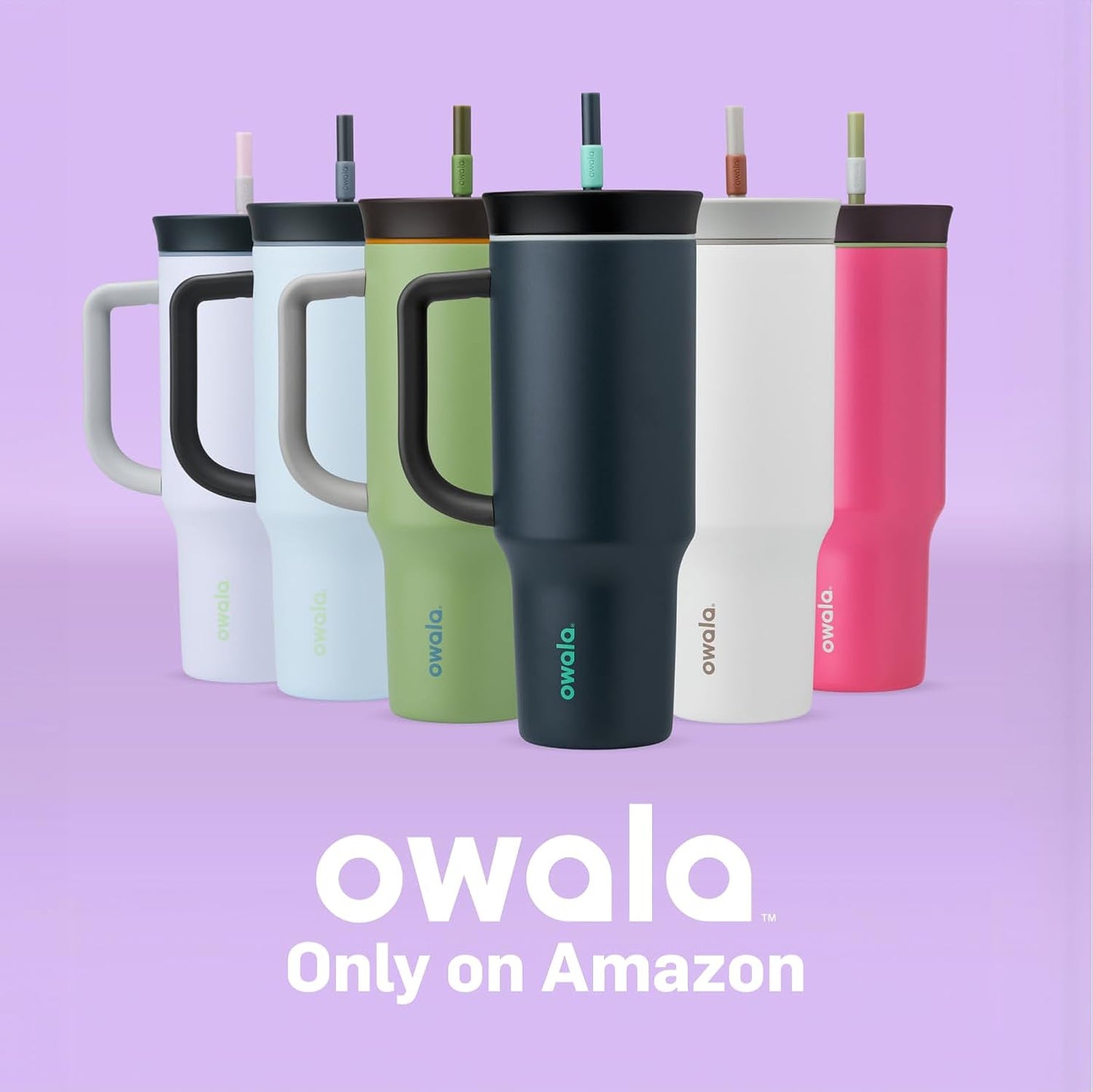 Owala Stainless Steel Triple Layer Insulated Travel Tumbler with Spill Resistant Lid and Straw, BPA Free, 24 oz, Grey/Blue (The Great Blue)