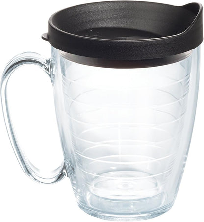 Tervis Clear & Colorful Lidded Made in USA Double Walled Insulated Tumbler Travel Cup Keeps Drinks Cold & Hot, 24oz, Black Lid, 1 Count (Pack of 1)