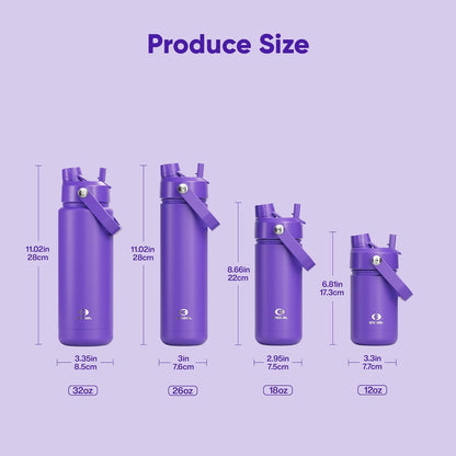 ENCOOL Insulated Water Bottle with Straw Stainless Steel Water Bottle, Leak-Proof, BPA-Free, Double Wall Vacuum Keeps Cold for 24 Hours for Sports, Travel, School (26 oz, Cotton Candy) - Colors A