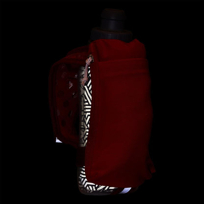 Nathan SpeedDraw 2 Insulated Handheld Running Water Bottle Flask 18oz – Double-Wall Insulation, Ergonomic Grip, Blast Valve Cap, Phone & Key Storage Pockets, Reflective Design