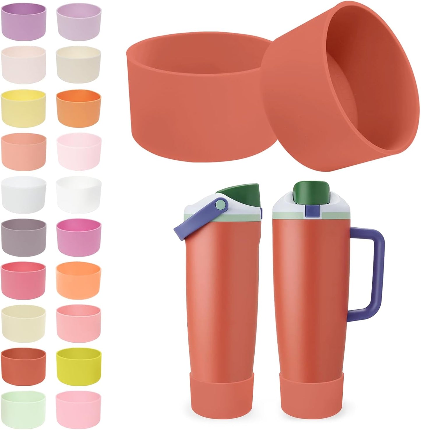 2PCS Silicone Boots for Owala 30oz & 40oz FreeSip Sway Bottles & Tumblers – Non-Slip, Scratch-Resistant, Stability Enhancer for Owala Accessories (Eucalyptus Green) - Colors A