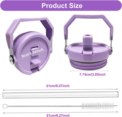 2-Pack Replacement Flip Straw Lids for Stanley IceFlow Tumbler 30oz and 20oz, Spill-Proof Cap with 2 Reusable Straws & 2 Cleaning Brushes, BPA-Free, Easy to Clean